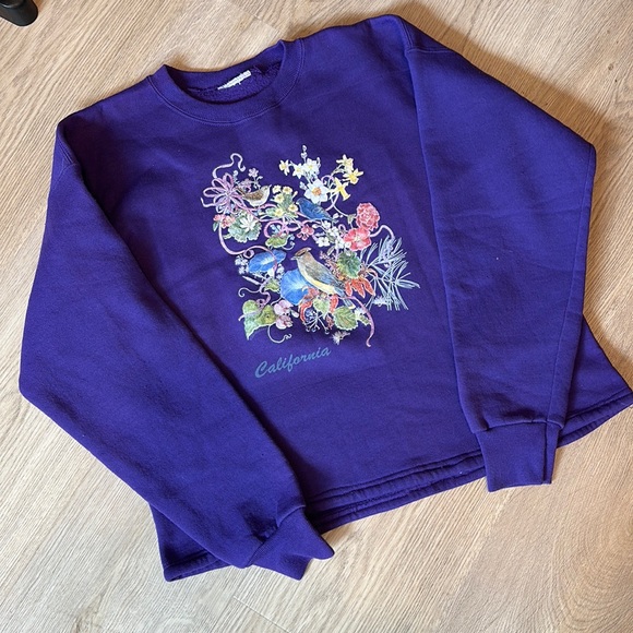 LAST PRICE REDUCTION Vintage Purple Long Sleeve Grandma Sweatshirt Women M Med - Picture 2 of 5